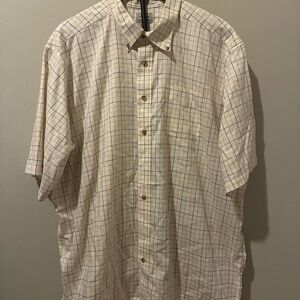 L.L. Bean Shirt Men XXL Tall Wrinkle Resistant Blue Check Plaid Short Sleeve